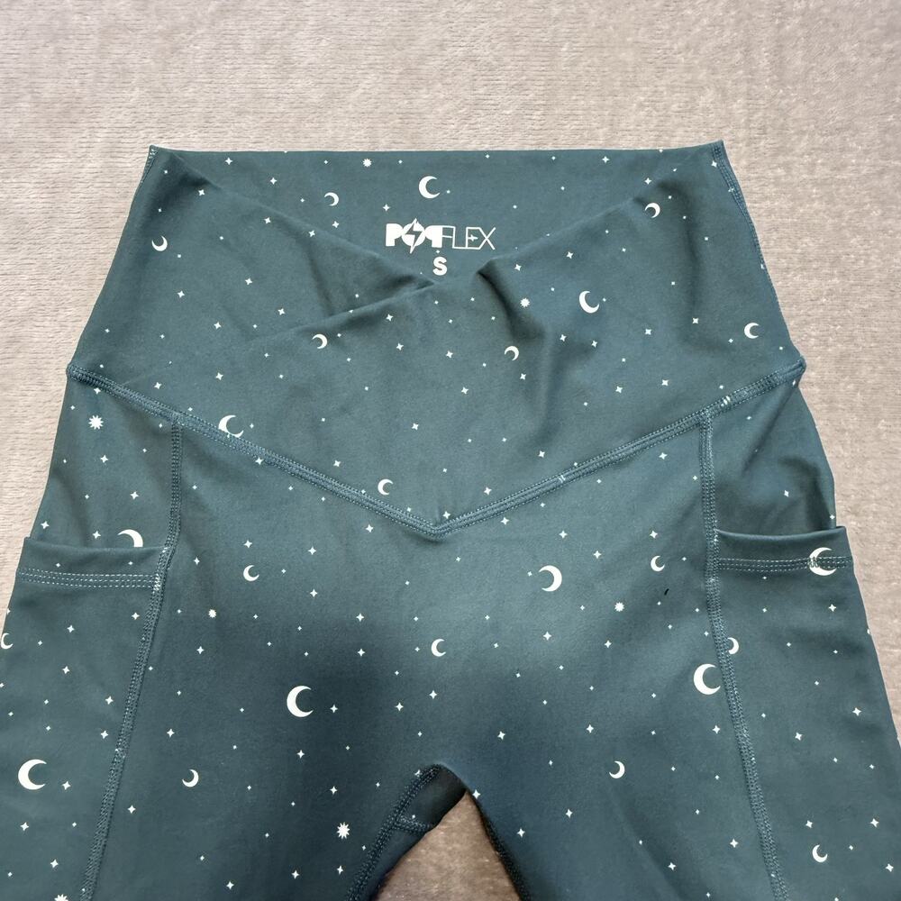 POPFLEX Leggings Women Celestial Green High Rise Pockets Moon Star Yoga Athletic - Picture 5 of 9